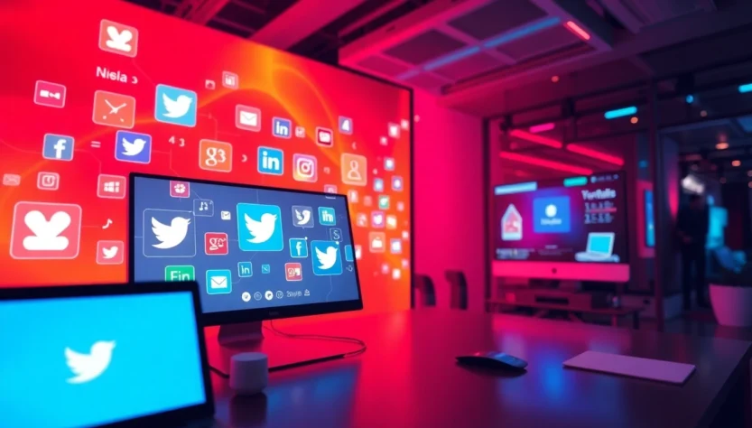 Journalists analyzing social media industry news trends on digital platforms for industry