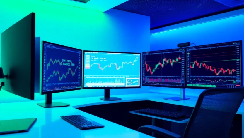 Professional trading desk featuring Forex Broker UK trading charts and tools for confident