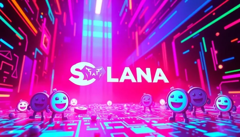 Vibrant Solana Meme Coin illustration emphasizing its popularity and meme culture influence