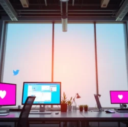 Professionals analyzing social media industry news and trends on digital devices for strategic