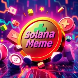 Dynamic Solana Meme Coin in action with gambling elements showing innovative Crypto branding