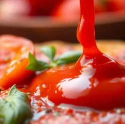 Tangy Tomato Sauce served over fresh ingredients for flavor enhancement and culinary appeal
